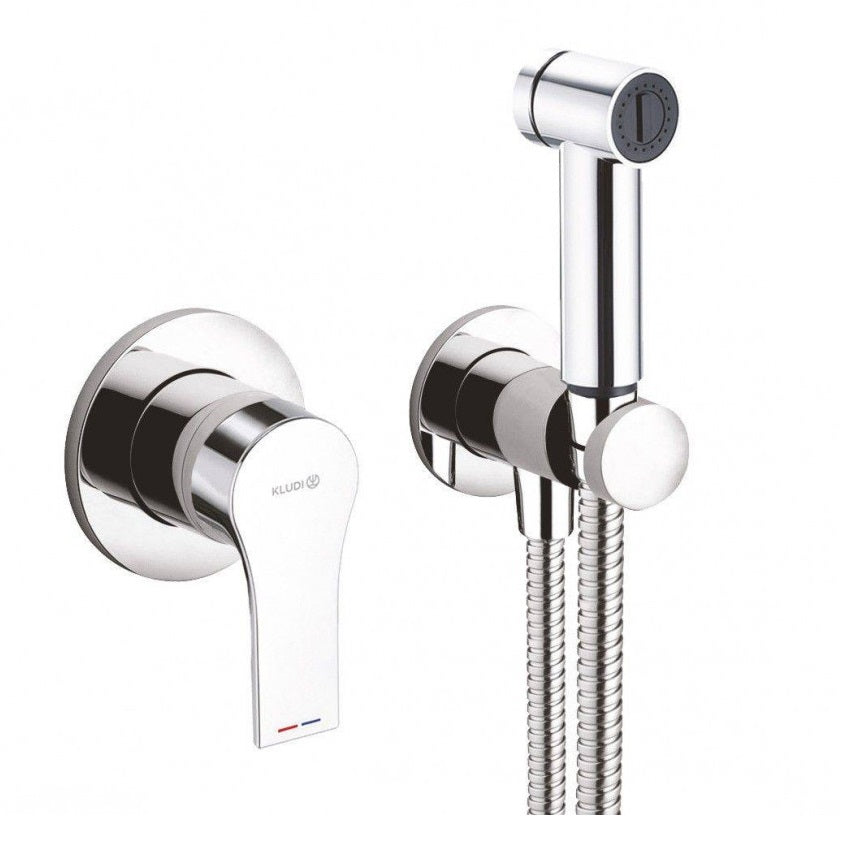 Смесител с хигиенен душ Kludi Zenta Chrome – хромиран комплект за вграждане с хигиенен душ, онлайн магазин за обзавеждане за бани KERANOVA