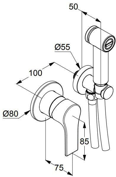 Смесител с хигиенен душ Kludi Zenta Chrome - вграден монтаж, хром, хигиенен душ комплект за баня KERANOVA