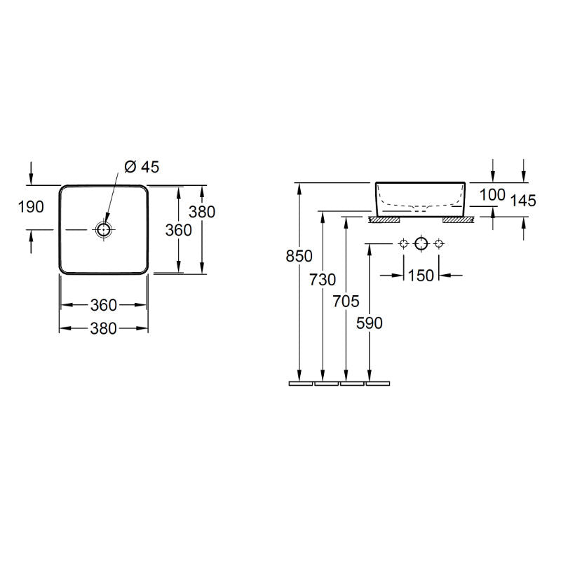 Купа Collaro 38x38 Villeroy & Boch керамична мивка TitanCeram 38x38 см за свободен монтаж - онлайн магазин KERANOVA