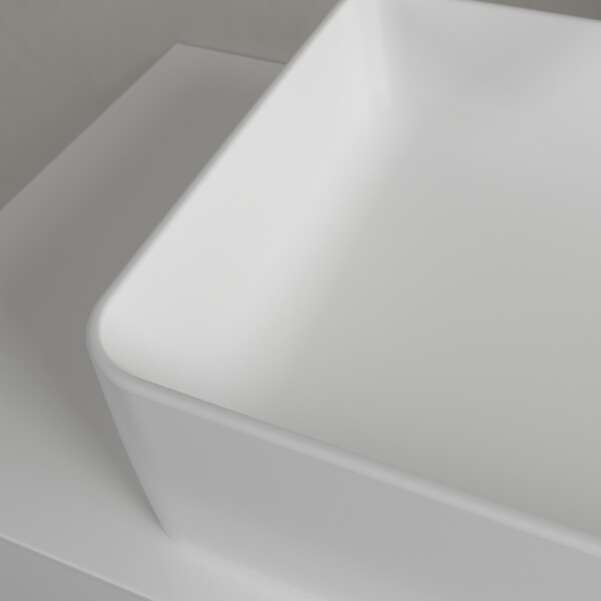 Collaro Stone White 56x36 Villeroy & Boch - бял мат. Вид на правоъгълна мивка в бял матов цвят.