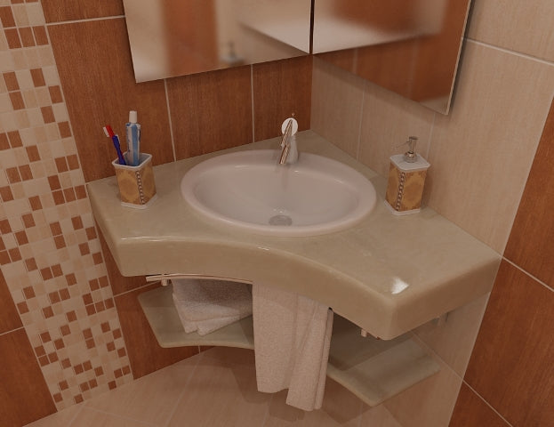 Плотове от технически камък за баня с вграден мивка и конзолно закрепване - онлайн магазин за обзавеждане KERANOVA