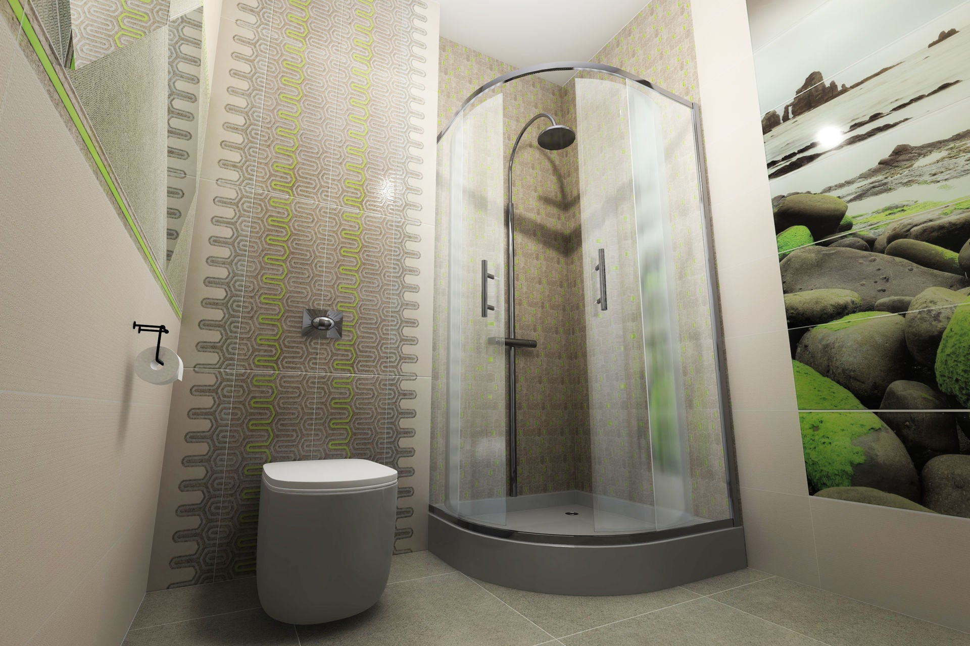 Баня Lemon Stone 29.8x74.8 – модерен душ Кабина с плочки в лимонови тонове, декор от Keranova за онлайн магазин за обзавеждане за бани