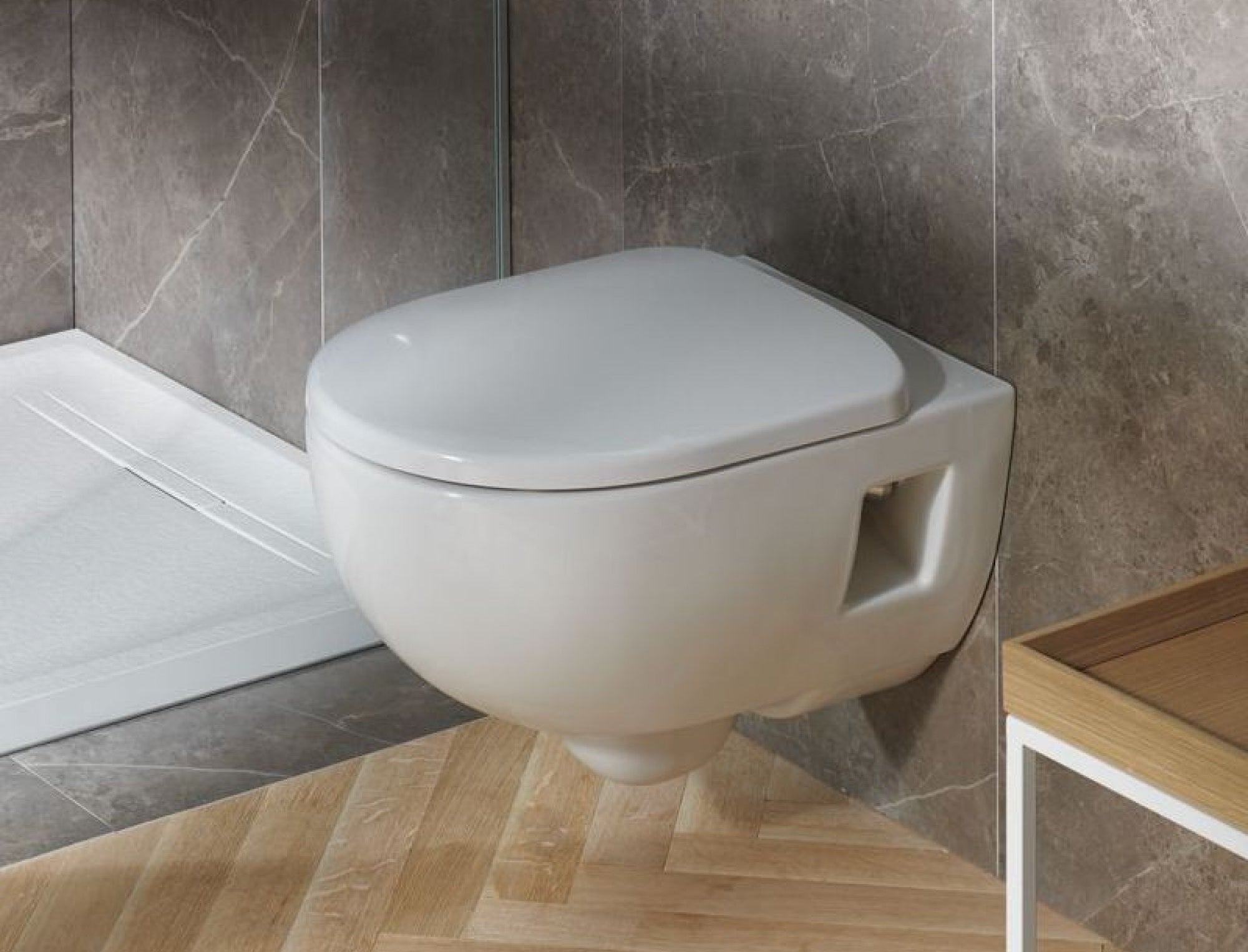 Тоалетна Selnova Premium Rimfree - Geberit висяща, Rimfree санитарен порцелан с капак Duroplast, забавено падане, онлайн магазин KERANOVA