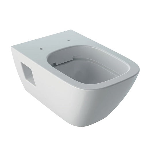 Тоалетна Selnova Square Premium Rimfree - Geberit висяща бяла тоалетна чиния Rimfree, полускрит монтаж, капак Duroplast - KERANOVA