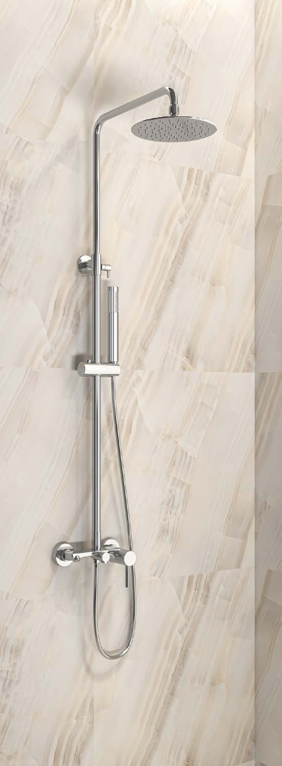 Душ колона с чучур New Artemis Chrome – хромирана душ пита Ф20 см, шлаух 150 см, онлайн магазин за обзавеждане за бани KERANOVA