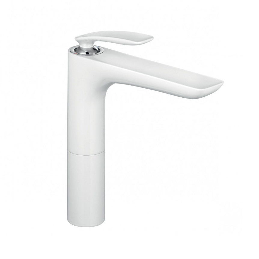 Висок смесител за мивка Kludi Balance Matt White бял мат, височина до чучура 210 мм, керамичен механизъм - KERANOVA онлайн магазин