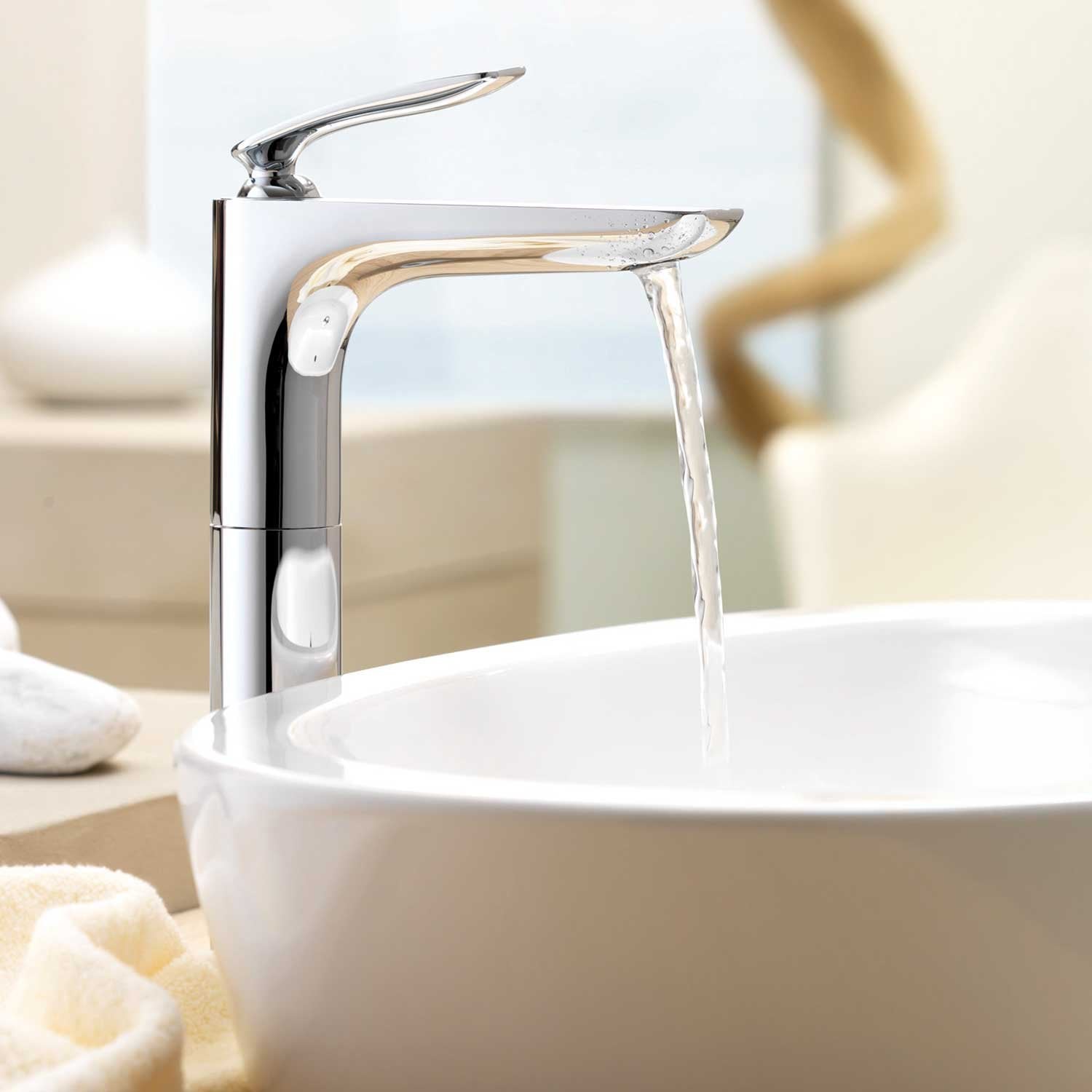 Висок смесител за мивка Kludi Balance Chrome - хром, височина 210 мм, аератор с регулиране, комплект за бърз монтаж (KERANOVA)