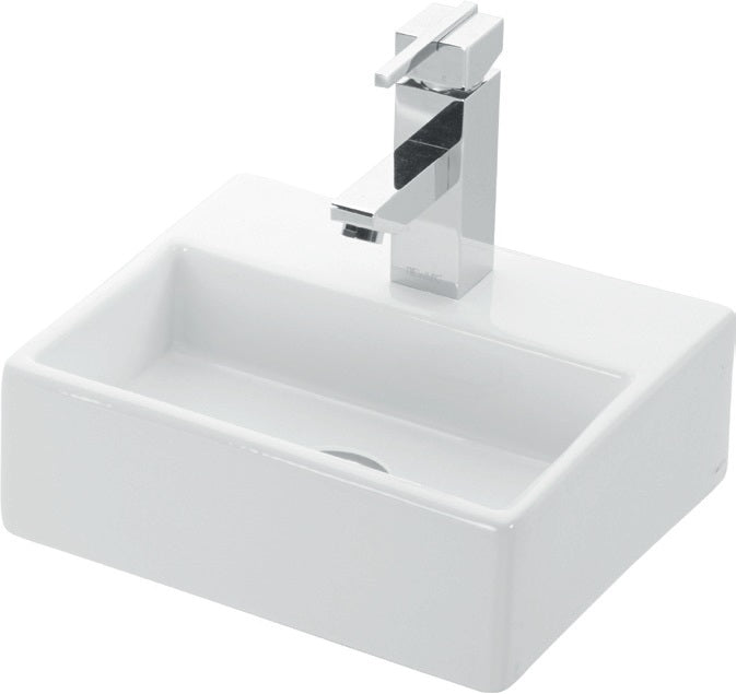 Мивка Daphne 33х28 см. порцеланова за баня, монтаж на стена/шкаф/плот, с отвор за смесител — онлайн магазин KERANOVA