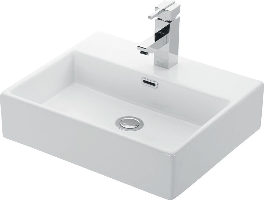 Мивка Daphne 50х42 см. порцеланова бяла мивка за баня с отвор за смесител, монтаж на плот или шкаф – онлайн магазин за обзавеждане KERANOVA