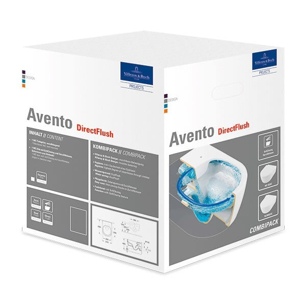 Rimless конзолна тоалетна Avento Direct Flush - Villeroy&Boch в опаковка Kombipack за онлайн магазин KERANOVA
