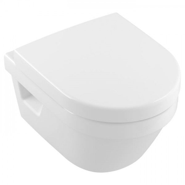 Rimless конзолна тоалетна Omnia Architectura Direct Flush овална - Villeroy&Boch бяла висяща чиния с плавно падащ капак - KERANOVA