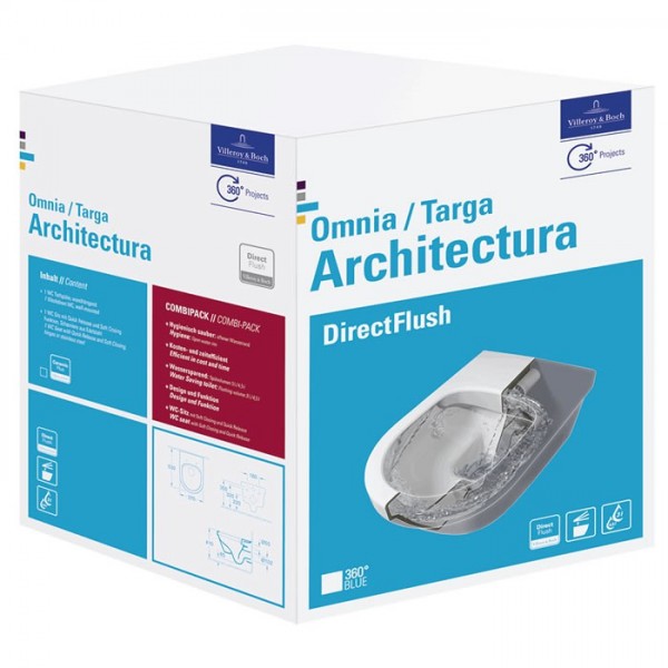 Rimless конзолна тоалетна Omnia Architectura Direct Flush овална - Villeroy&Boch паковака и изображение продукта за KERANOVA онлайн магазин