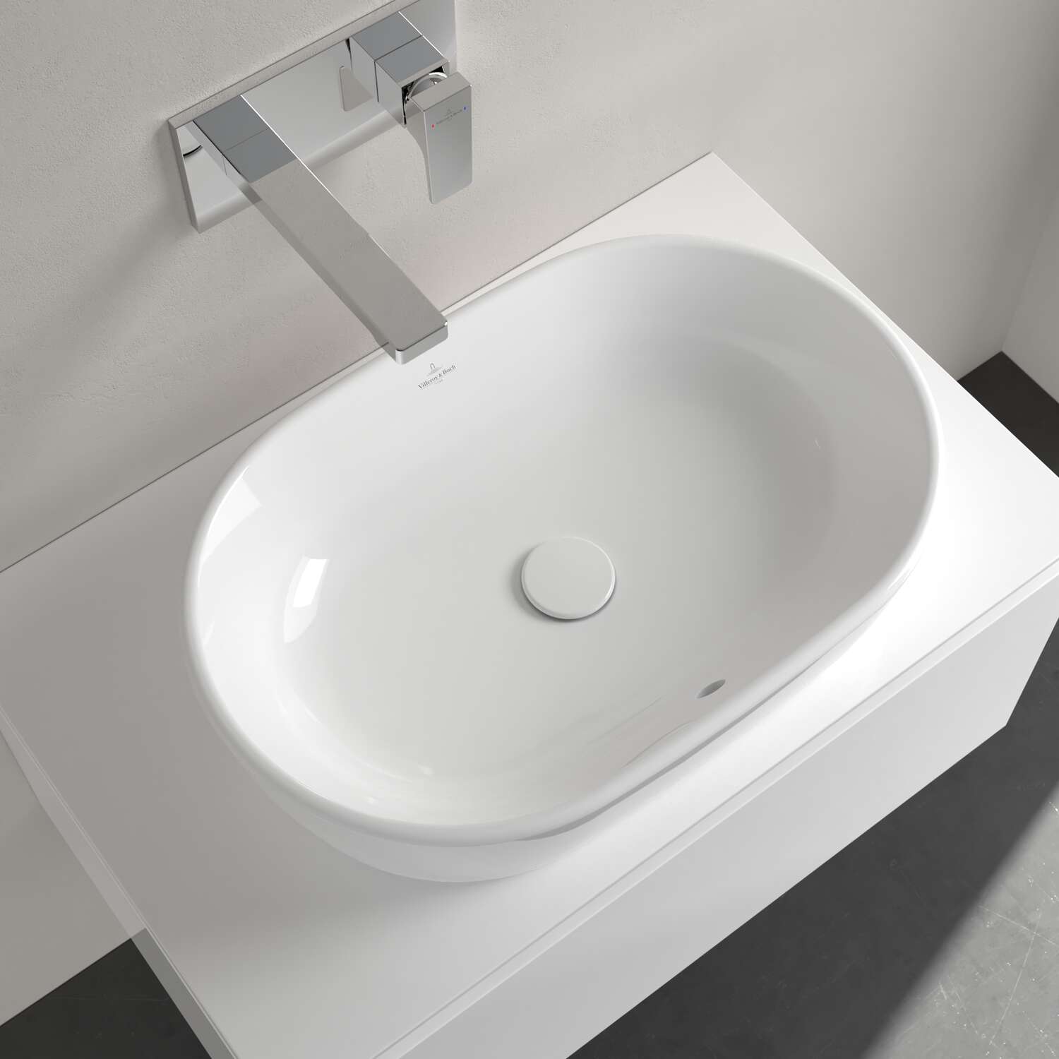 Architectura 60x40 Villeroy & Boch овална мивка с минималистичен дизайн и керамична повърхност.