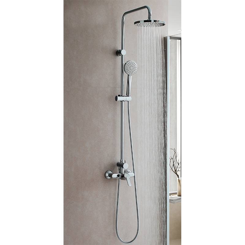 Victoria Roca душ колона с кръгла пита - стенно монтиране, хром, регулируема височина, душ глава Rain и слушалка, онлайн магазин KERANOVA