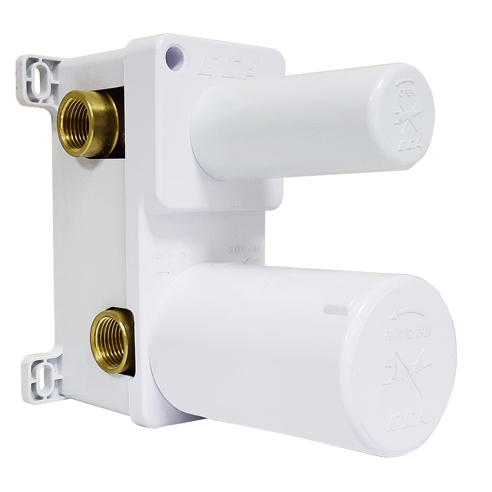 Вграден сет Tiera Lux с чучур - бяла вграденa смесителна кутия за душ, хромирани връзки, промо комплект KERANOVA