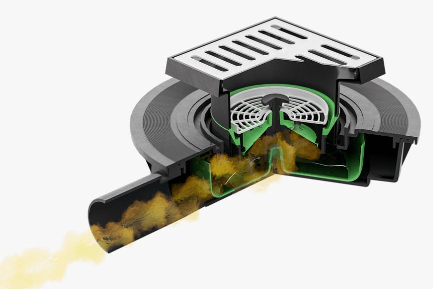 Mini Drain подов сифон с клапа 10х10 - Bonomini, неръждаема решетка, воден затвор и клапа против миризми за баня KERANOVA