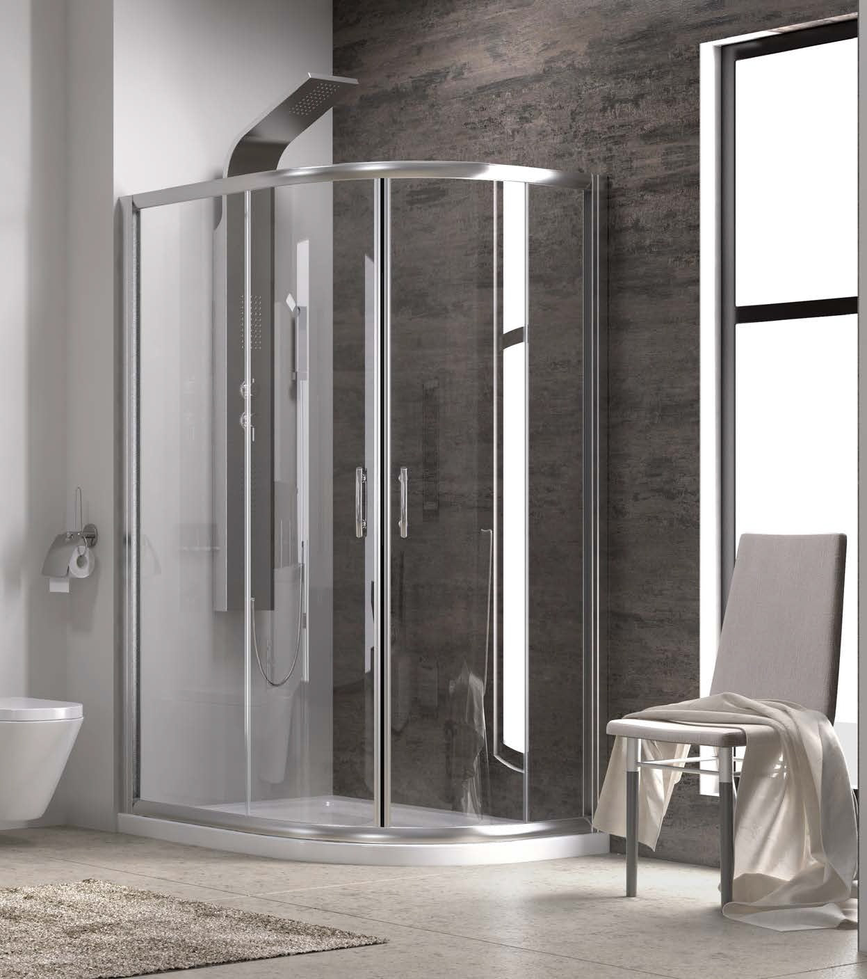 Flora 650 - 80х100 асиметрична душ кабина 6 мм закалено стъкло, анти калк покритие, магнитен уплътнител - KERANOVA онлайн магазин