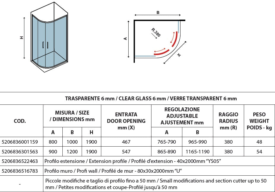 Flora 650 - 80х100 асиметрична душ кабина със стъкло 6 мм, анти калк покритие, магнитен уплътнител - онлайн магазин KERANOVA