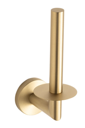 Alt Tag: 6538BG Вертикален държач за тоалетна хартия от KERANOVA, златист матов завършек за модерна баня