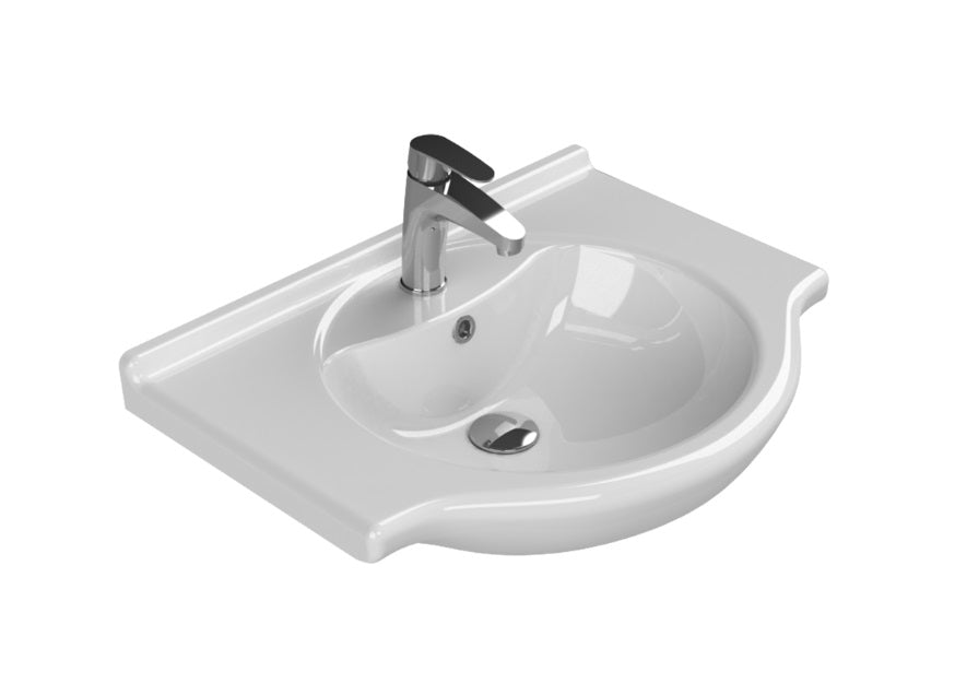 Мебелна мивка Nil 65х50 см. бяла керамична мивка с отвор за смесител, онлайн магазин за обзавеждане за бани KERANOVA