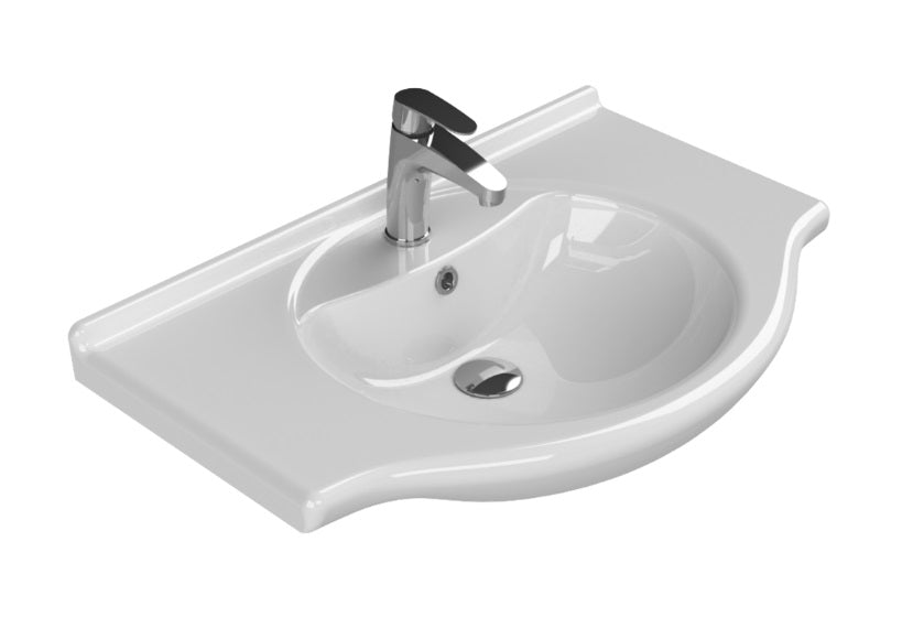 Мебелна мивка Nil 75х50 см. бяла със смесителен отвор, модел Nil 6640075, онлайн магазин за обзавеждане за бани KERANOVA