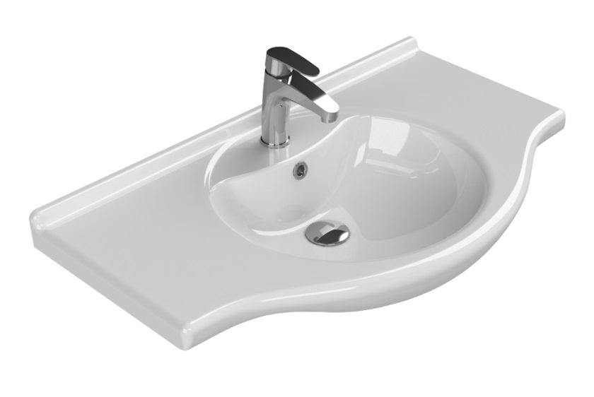 Мебелна мивка Nil 85х50 см. бял плот с отвор за смесител, модел Nil 6650085,5х50 см, онлайн магазин за обзавеждане за бани KERANOVA