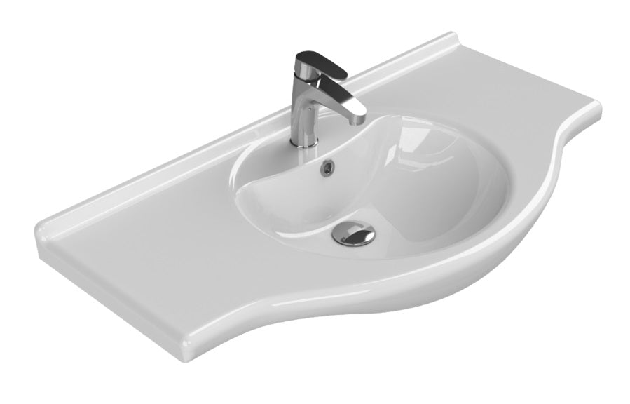 Мебелна мивка Nil 95х50 см. бяла керамична мивка с отвор за смесител, модел Nil 6660095,5х50 см за онлайн магазин KERANOVA