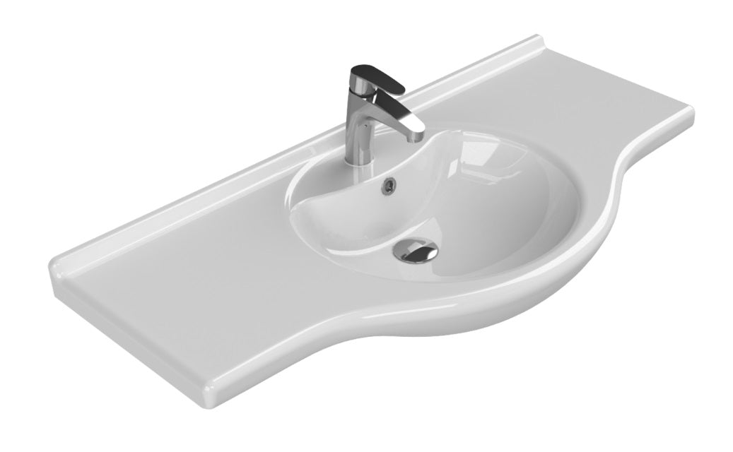 Мебелна мивка Nil 105х50 см. от KERANOVA - бяла мивка с отвор за смесител, модел Nil 66700106х50 см., произход Турция