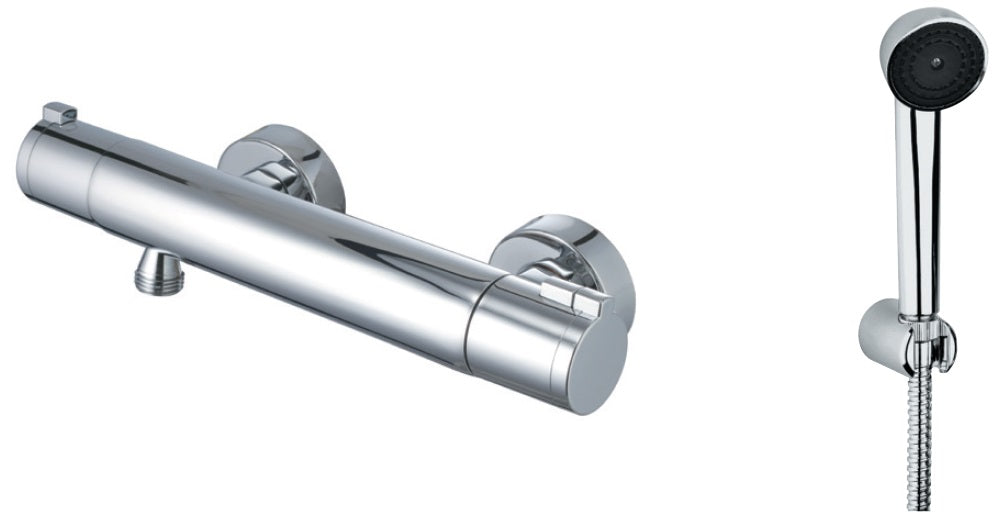 Термостатичен смесител 67044JW4 стенен със слушалка, шлаух и държач, хром, онлайн магазин KERANOVA