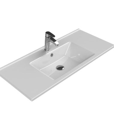 Alt Tag: Мебелна мивка Arte 100х46 см. с отвор за смесител, бял гланц за онлайн магазин за обзавеждане за бани KERANOVA