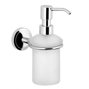 6801 дозатор за течен сапун - стенен диспенсър от матирано стъкло и хром, онлайн магазин за обзавеждане за бани KERANOVA