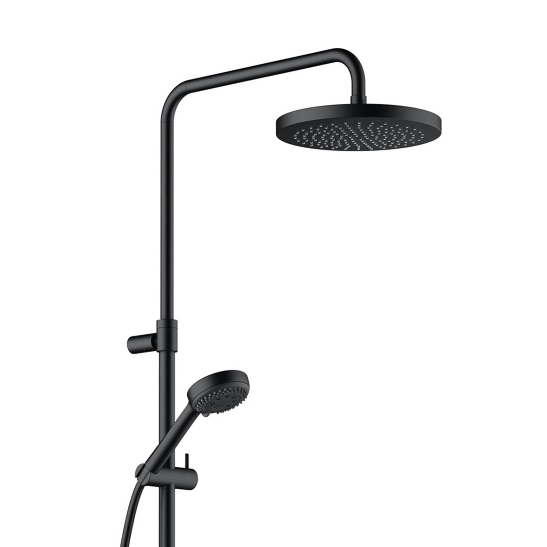 Термостатична душ система Kludi Logo Matt Black - черен мат душ комплект с 245мм квадратна глава, ръчен душ и термостат за KERANOVA