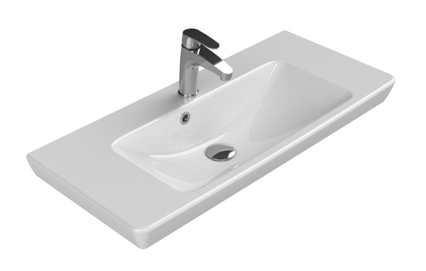 Мебелна мивка Porto 85х38 см. бяла керамична мебелна мивка с отвор за смесител Porto 6820085,5х38 см. KERANOVA онлайн магазин