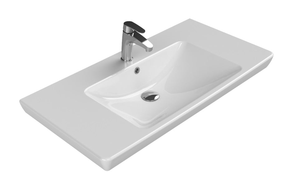 Мивка Porto D 85х48 см. бял модел с отвор за смесител, монтаж върху мебел или плот – онлайн магазин за обзавеждане KERANOVA
