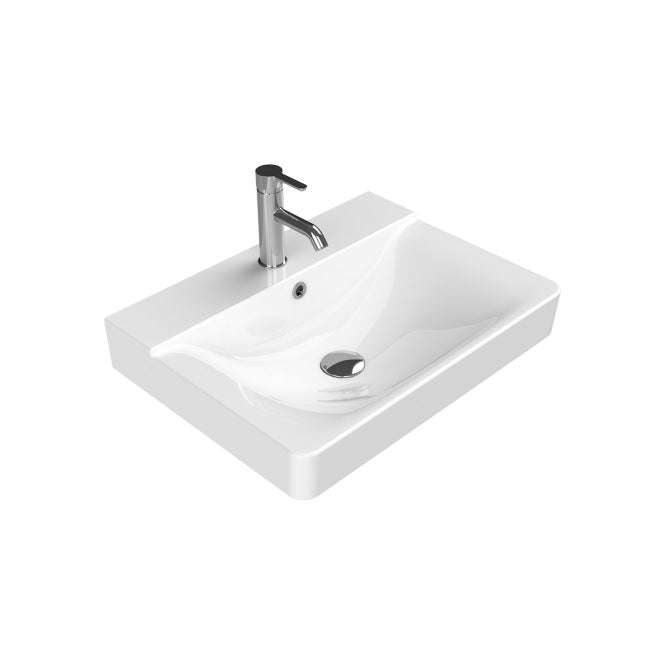 Мебелна мивка Mona 60х45 см. бяла керамична мивка с отвор за смесител, монтаж на стена – онлайн магазин за обзавеждане за бани KERANOVA