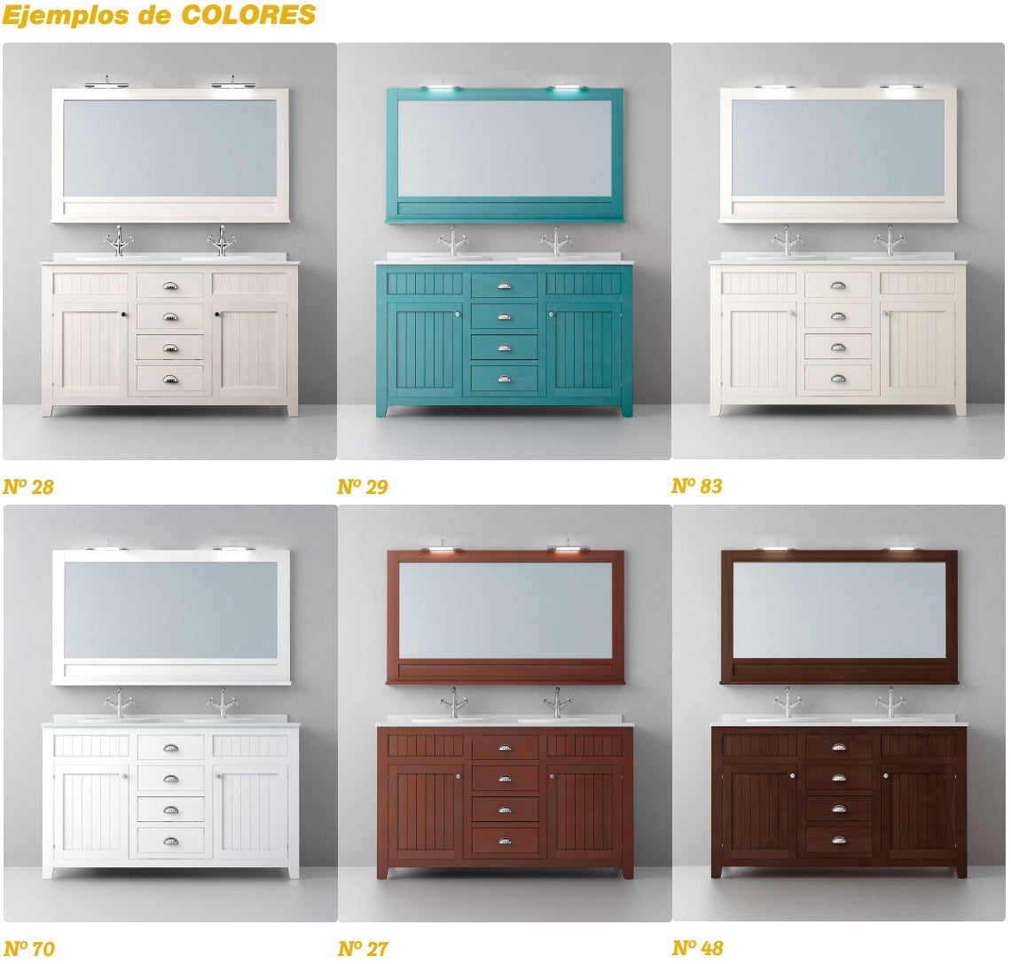 Ретро колекция Colonial - Avila Dos баня в 6 цвята, мебели и огледала, онлайн магазин за обзавеждане за бани KERANOVA