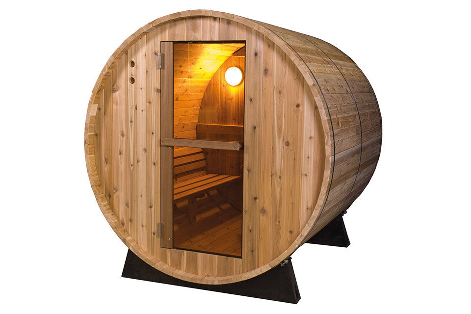 Градинска сауна Rustic от червен кедър 185x185x200 см - 6FT в барабанообразен дизайн, външна/вътрешна употреба, дървена кедрова конструкция - KERANOVA