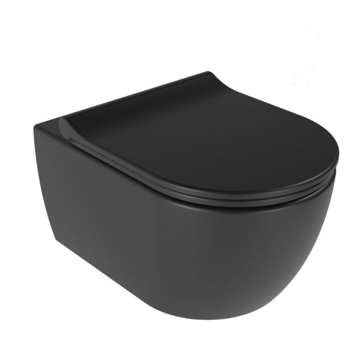 Rimless конзолна тоалетна Quarter Bath Deep Black Mat - 49 см.