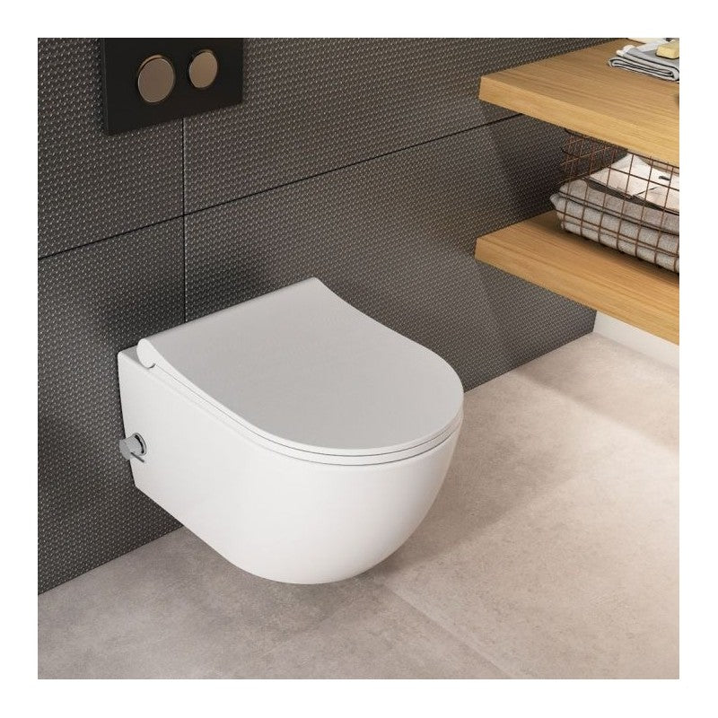 Rimless конзолна тоалетна Quarter Bath Deep с биде и вграден смесител - 49 см.