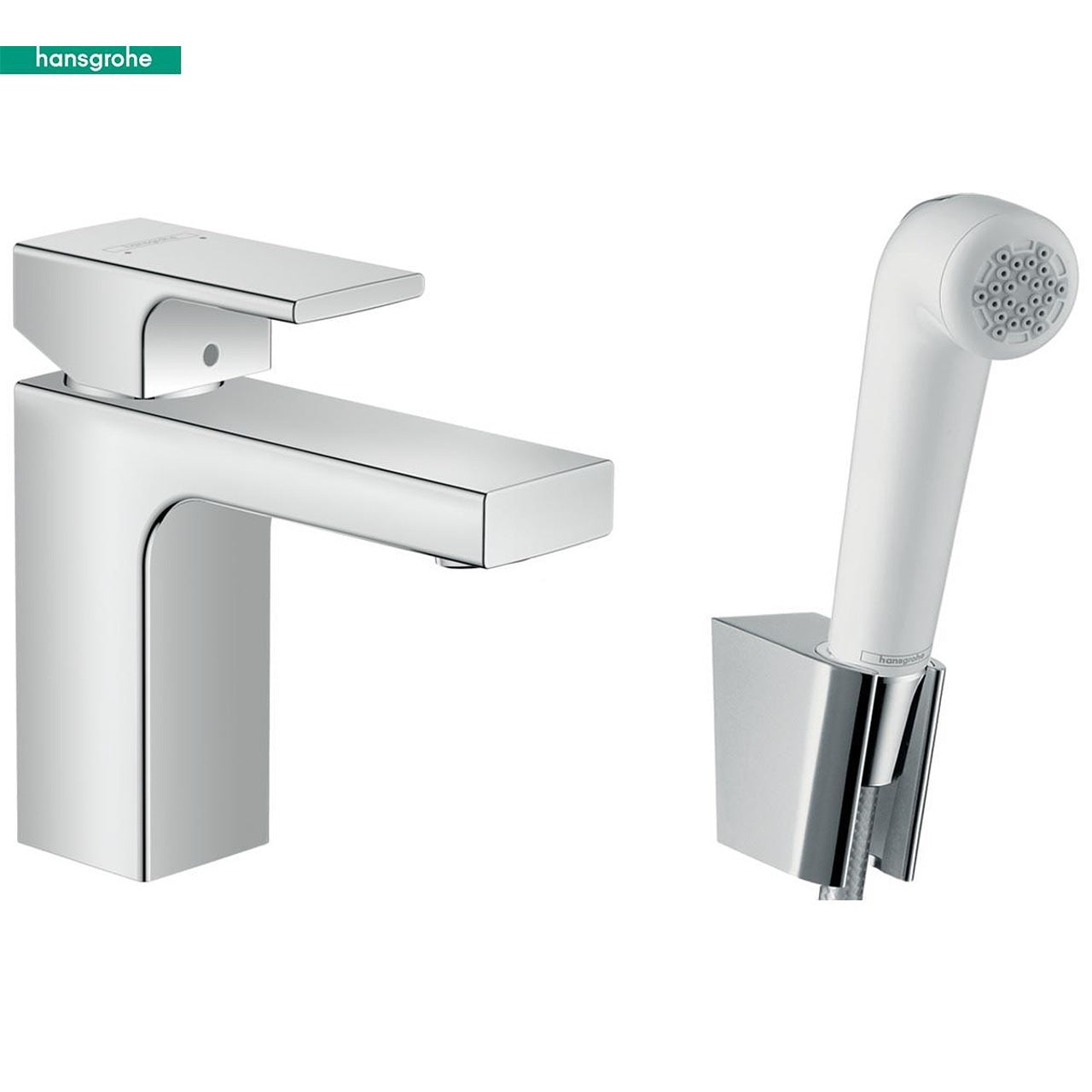 Hansgrohe Vernis Shape за мивка с хигиенен душ хром смесител 110 мм проекция с 160 см душ шлаух KERANOVA