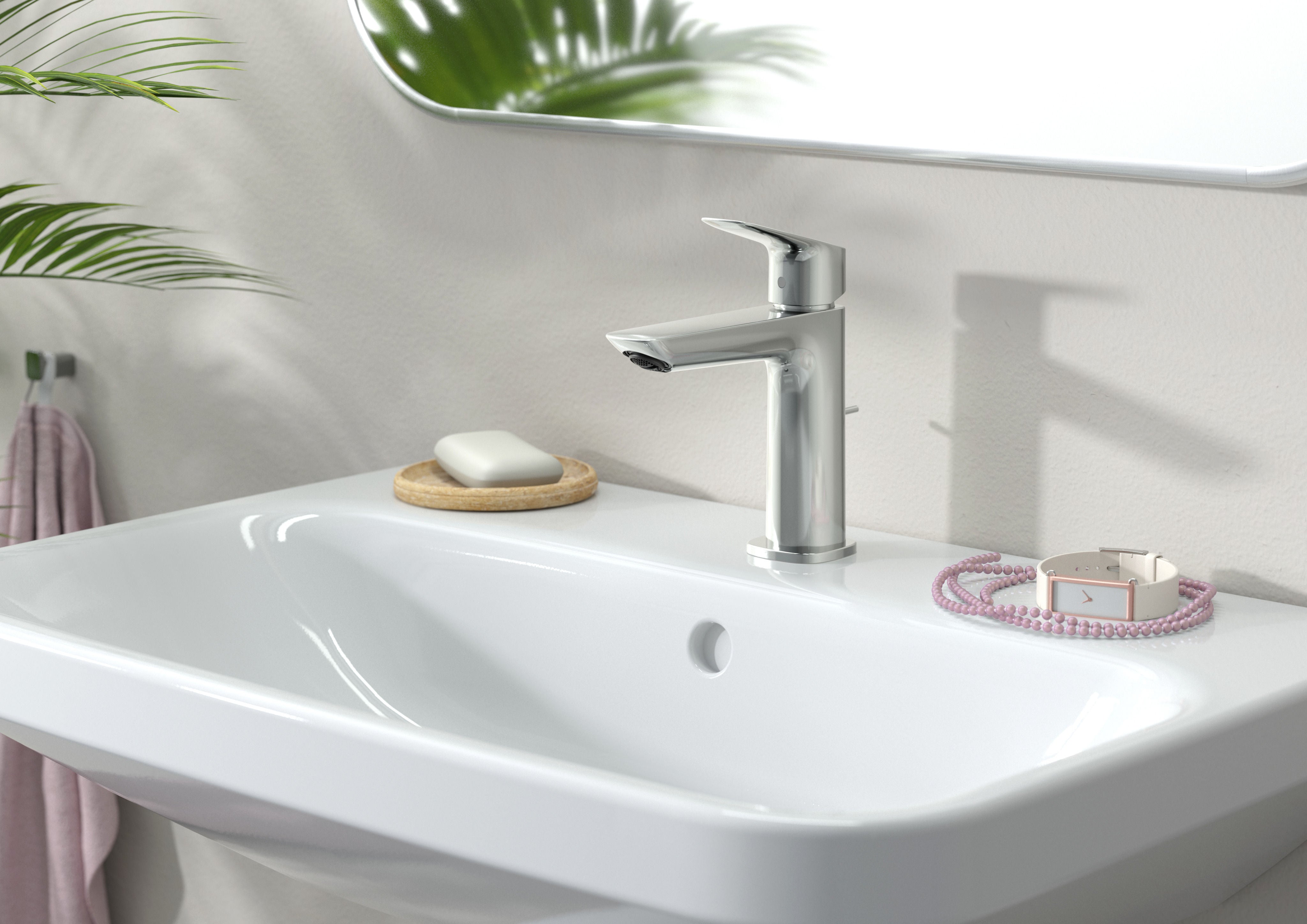 Hansgrohe Logis Fine 110 за мивка - хромиран смесител Logis Fine 71251000 с ComfortZone 110, проекция 121 мм, pop-up витло, KERANOVA