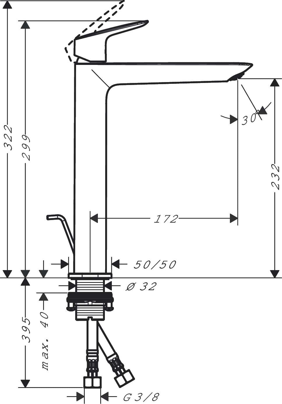 Hansgrohe Logis Fine 240 за мивка хром смесител 71258000 диаграма размери KERANOVA онлайн магазин