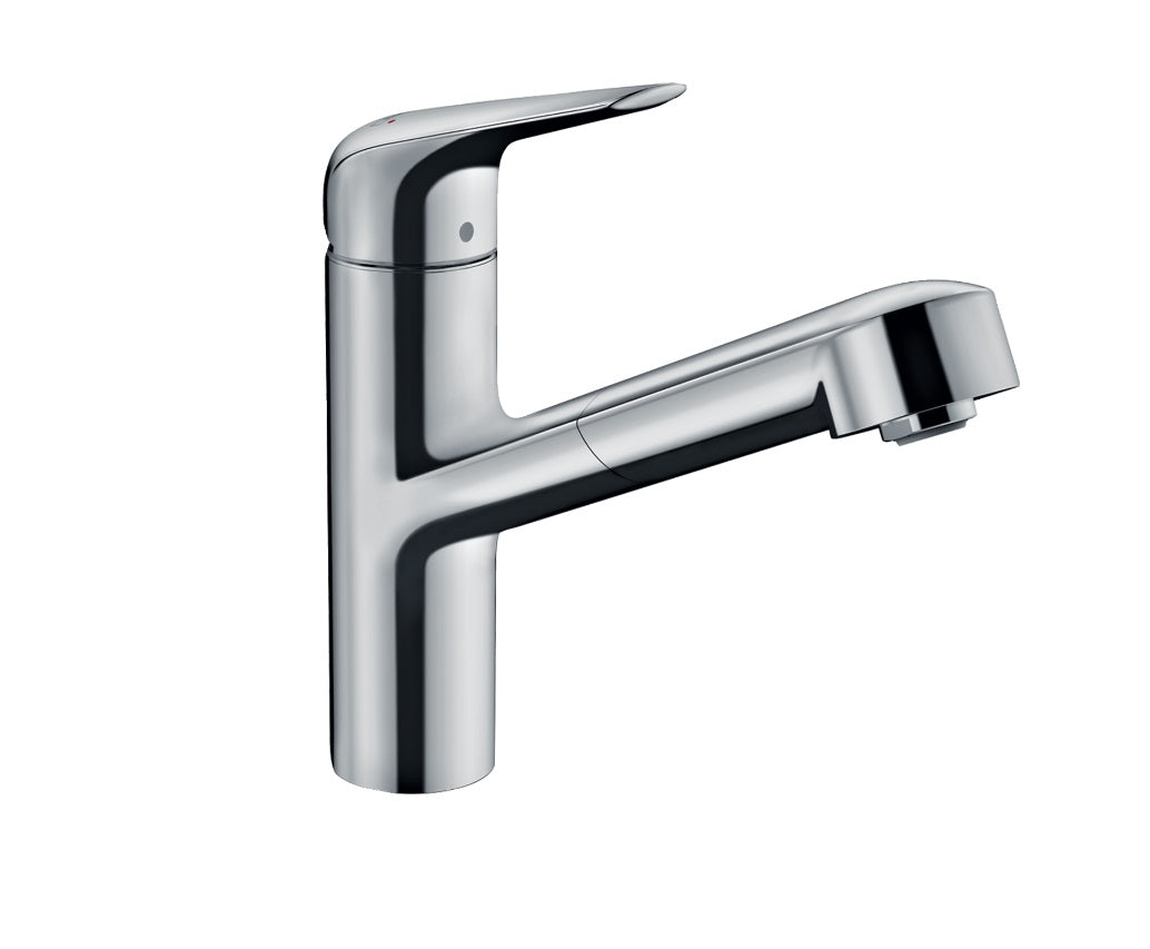 Кухненски смесител Focus M42 HansGrohe - хром, изтеглящ се чучур, MagFit магнитно закрепване, дебит 9.5 л/мин, 5 години гаранция - KERANOVA