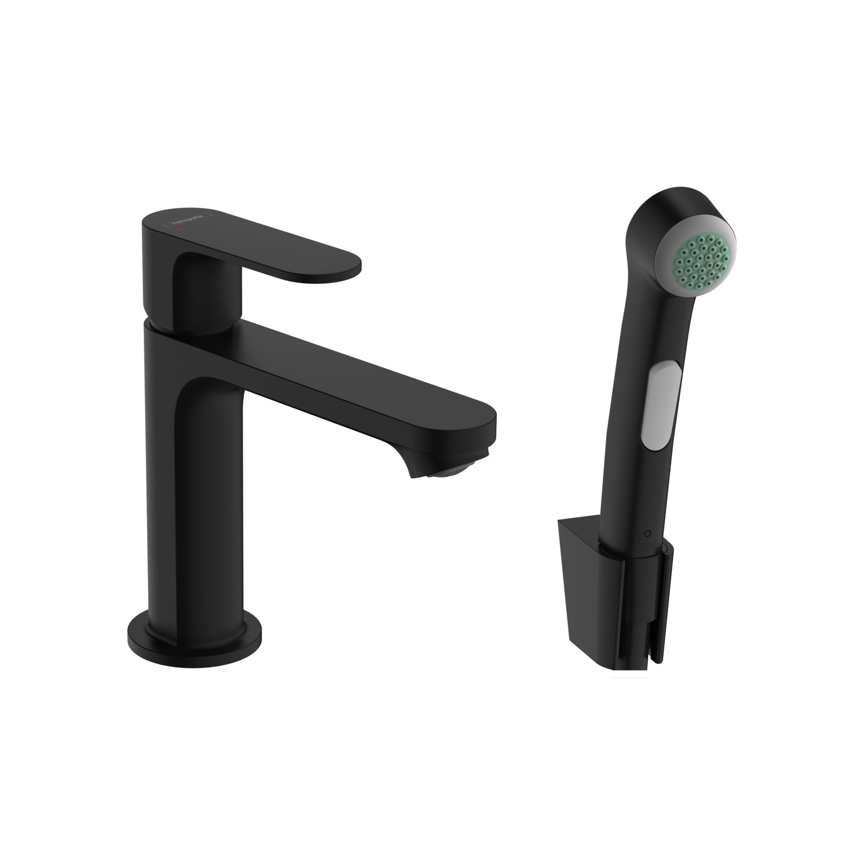 Hansgrohe Rebris S Matt Black за мивка с хигиенен душ – черен мат смесител с душ за баня от KERANOVA