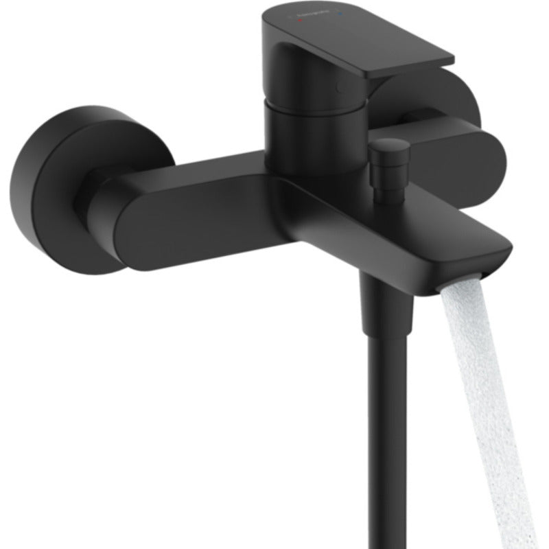 Hansgrohe Rebris S Matt Black смесител за вана и душ - стенен черен мат смесител с чучур 173 мм за баня KERANOVA