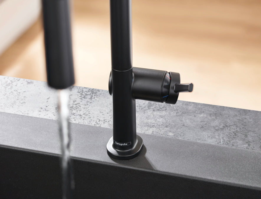 Hansgrohe Talis M54 - черен мат кухненски смесител с издърпващ струйник, ComfortZone 210, два вида струя, KERANOVA онлайн магазин