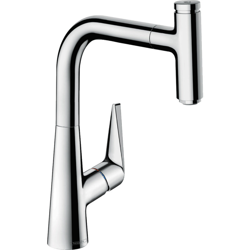 Кухненски смесител Talis Select M51 Hansgrohe - луксозен хром, изтеглящ се с Select бутон, MagFit магнитен струйник, ComfortZone 220 - KERANOVA