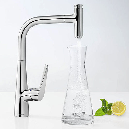 Кухненски смесител Talis Select M51 Hansgrohe - луксозен хром, изтеглящ се, бутон Select, MagFit магнитно закрепване, онлайн магазин KERANOVA