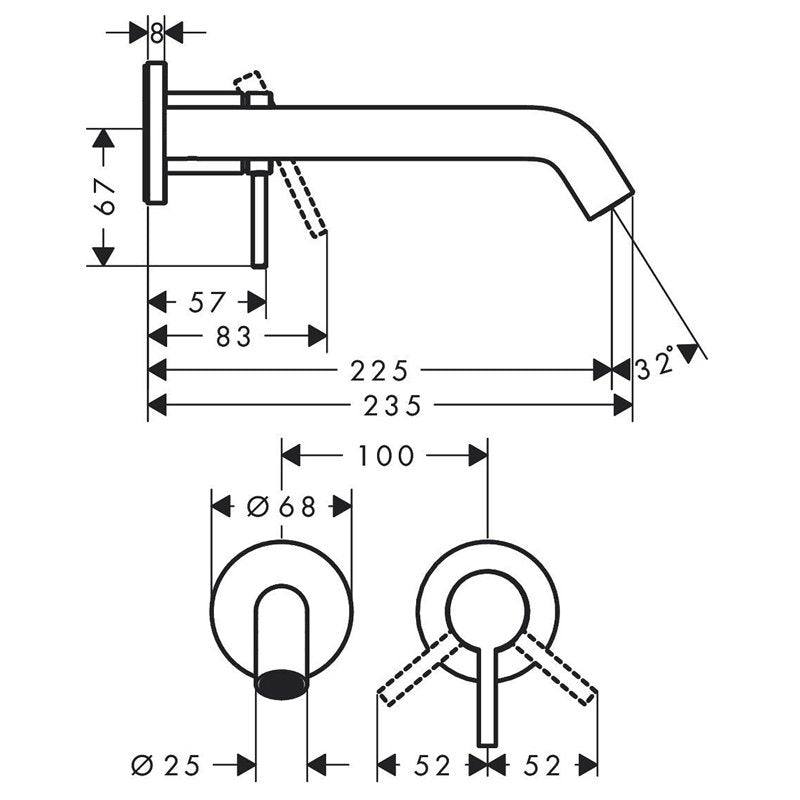 Hansgrohe Tecturis S 110 EcoSmart+ Matt White стенен смесител бял мат 225 мм проекция EcoSmart+ KERANOVA онлайн магазин