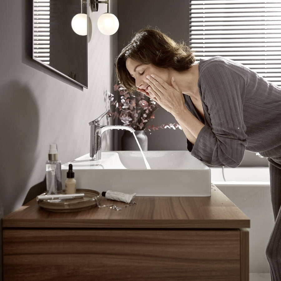 Hansgrohe Vivenis 110 за мивка - хромиран смесител Waterfall, проекция 146 мм, pop-up витло, продукт в онлайн магазин KERANOVA
